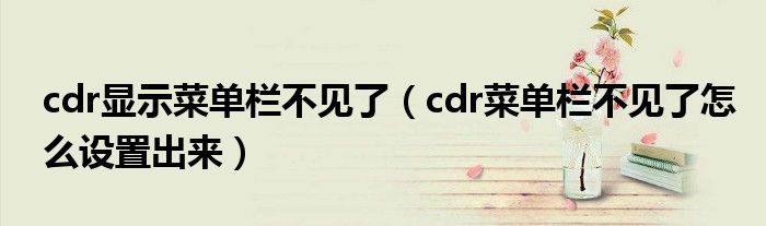 cdr显示菜单栏不见了（cdr菜单栏不见了怎么设置出来）