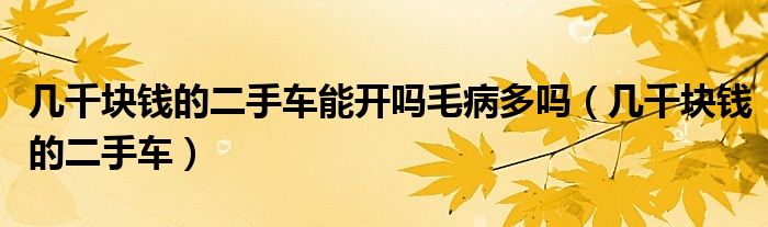 几千块钱的二手车能开吗毛病多吗（几千块钱的二手车）