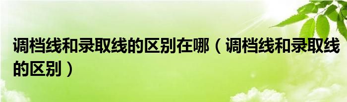 调档线和录取线的区别在哪（调档线和录取线的区别）