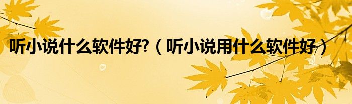 听小说什么软件好?（听小说用什么软件好）