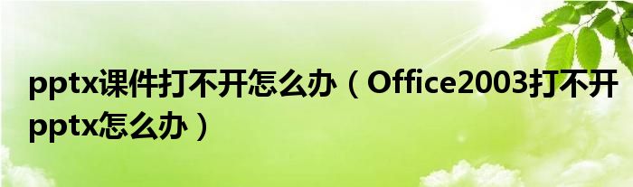 pptx课件打不开怎么办（Office2003打不开pptx怎么办）