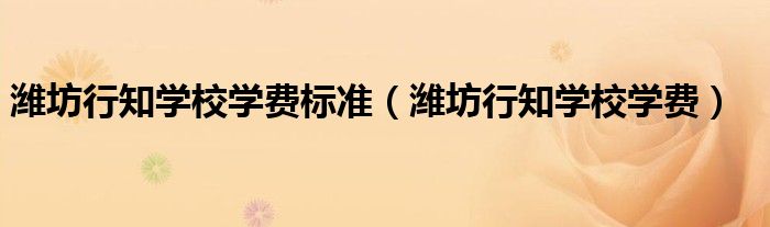 潍坊行知学校学费标准（潍坊行知学校学费）