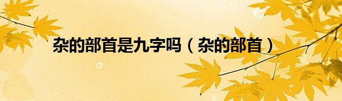 杂的部首是九字吗（杂的部首）