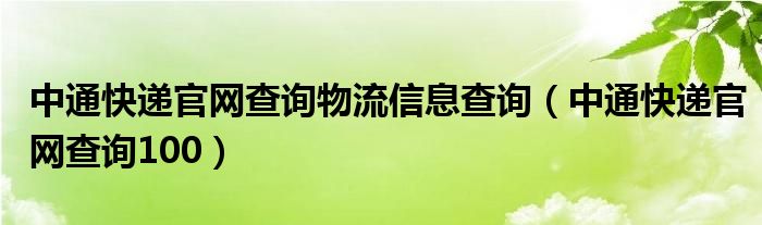 中通快递官网查询物流信息查询（中通快递官网查询100）