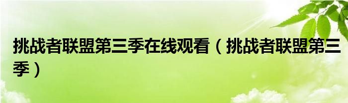 挑战者联盟第三季在线观看（挑战者联盟第三季）