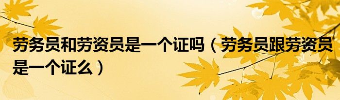 劳务员和劳资员是一个证吗（劳务员跟劳资员是一个证么）