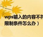 wps输入的内容不符合限制条件怎么办（输入的内容不符合限制条件怎么办）