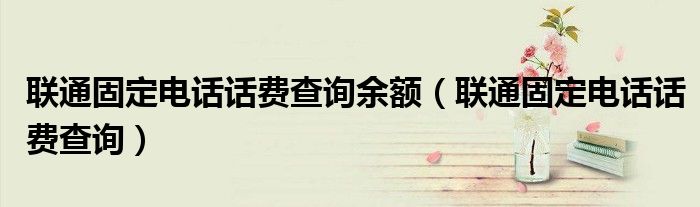 联通固定电话话费查询余额（联通固定电话话费查询）