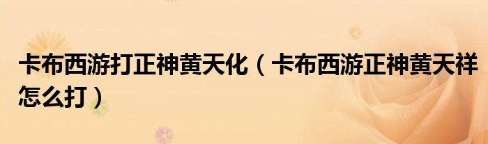 卡布西游打正神黄天化（卡布西游正神黄天祥怎么打）