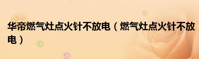 华帝燃气灶点火针不放电（燃气灶点火针不放电）