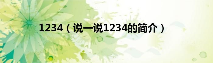 1234（说一说1234的简介）