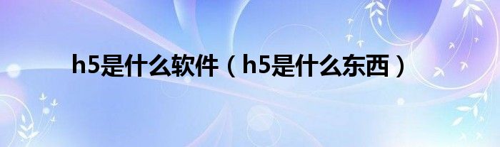 h5是什么软件（h5是什么东西）