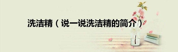 洗洁精（说一说洗洁精的简介）
