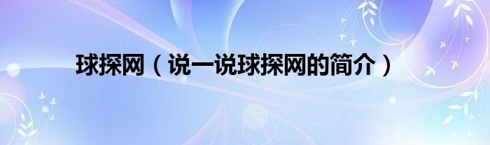 球探网（说一说球探网的简介）