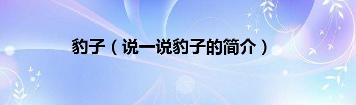 豹子（说一说豹子的简介）