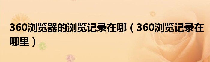 360浏览器的浏览记录在哪（360浏览记录在哪里）