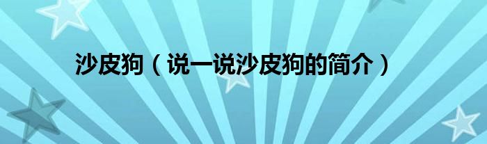 沙皮狗（说一说沙皮狗的简介）
