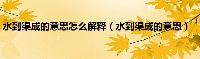 水到渠成的意思怎么解释（水到渠成的意思）