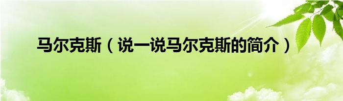 马尔克斯（说一说马尔克斯的简介）