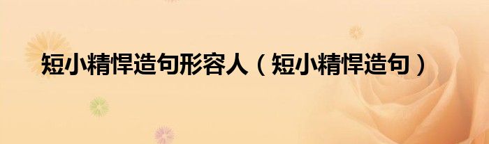 短小精悍造句形容人（短小精悍造句）