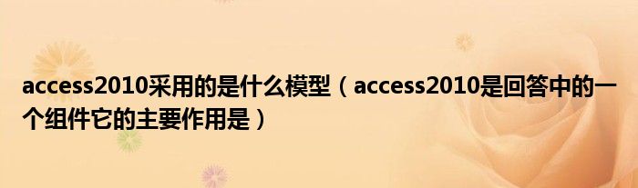 access2010采用的是什么模型（access2010是回答中的一个组件它的主要作用是）
