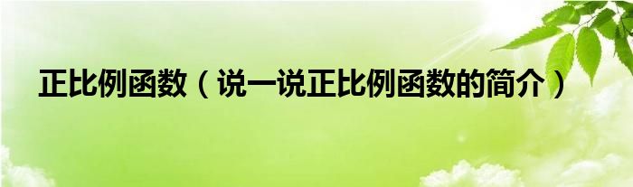 正比例函数（说一说正比例函数的简介）