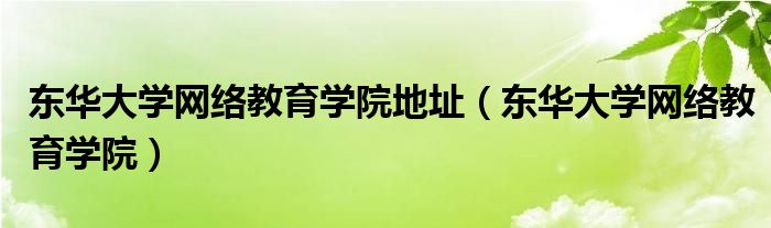 东华大学网络教育学院地址（东华大学网络教育学院）