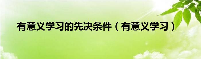 有意义学习的先决条件（有意义学习）