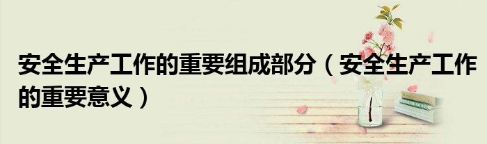 安全生产工作的重要组成部分（安全生产工作的重要意义）