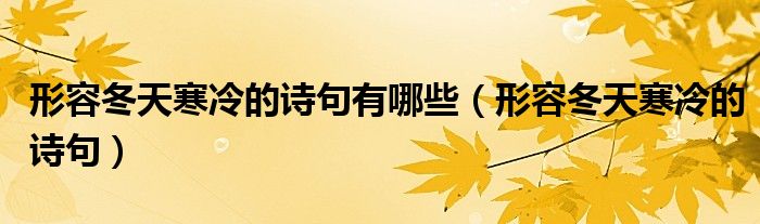 形容冬天寒冷的诗句有哪些（形容冬天寒冷的诗句）