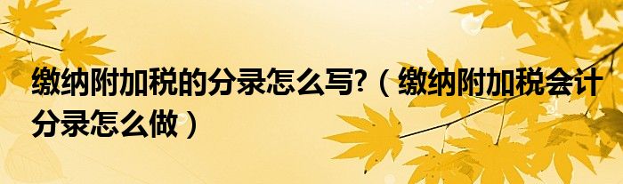 缴纳附加税的分录怎么写?（缴纳附加税会计分录怎么做）