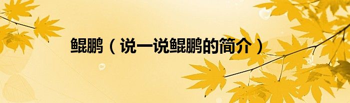 鲲鹏（说一说鲲鹏的简介）