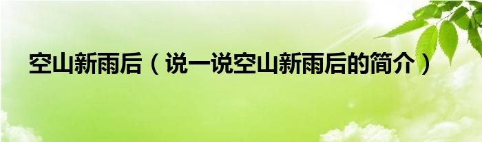 空山新雨后（说一说空山新雨后的简介）