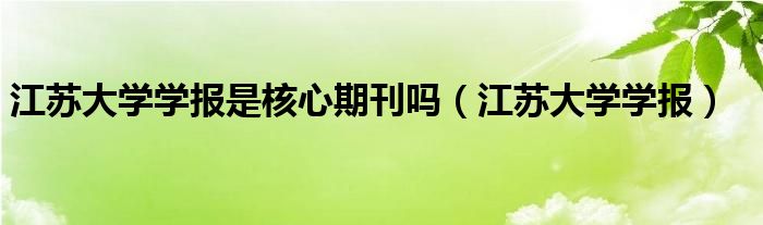 江苏大学学报是核心期刊吗（江苏大学学报）