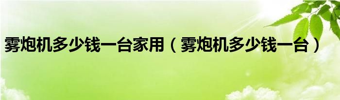 雾炮机多少钱一台家用（雾炮机多少钱一台）