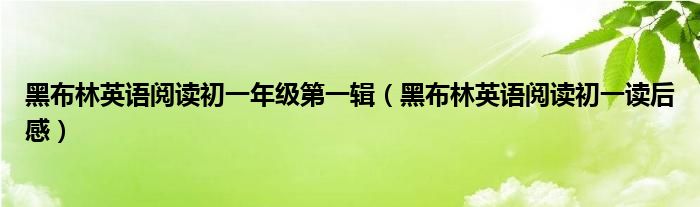 黑布林英语阅读初一年级第一辑（黑布林英语阅读初一读后感）