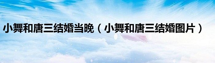 小舞和唐三结婚当晚（小舞和唐三结婚图片）