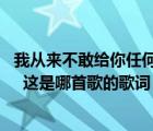 我从来不敢给你任何诺言是啥歌（我从来不敢给你任何诺言   这是哪首歌的歌词）