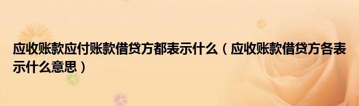 应收账款应付账款借贷方都表示什么（应收账款借贷方各表示什么意思）