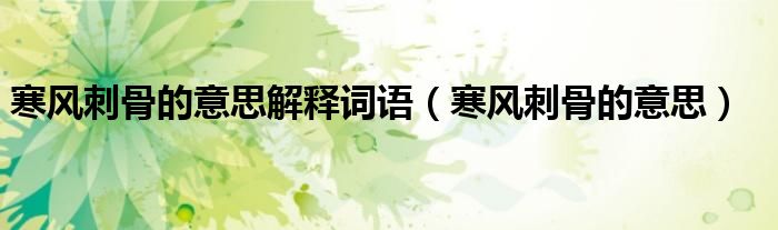 寒风刺骨的意思解释词语（寒风刺骨的意思）