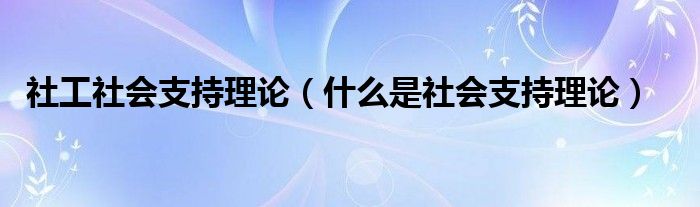 社工社会支持理论（什么是社会支持理论）