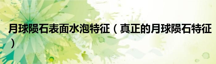 月球陨石表面水泡特征（真正的月球陨石特征）