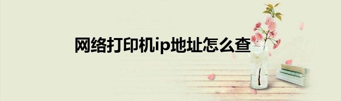 网络打印机ip地址怎么查