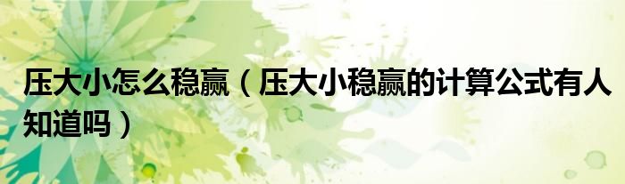 压大小怎么稳赢（压大小稳赢的计算公式有人知道吗）
