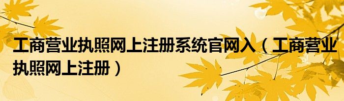 工商营业执照网上注册系统官网入（工商营业执照网上注册）