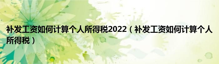 补发工资如何计算个人所得税2022（补发工资如何计算个人所得税）