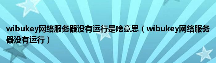 wibukey网络服务器没有运行是啥意思（wibukey网络服务器没有运行）