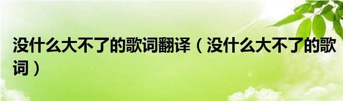 没什么大不了的歌词翻译（没什么大不了的歌词）