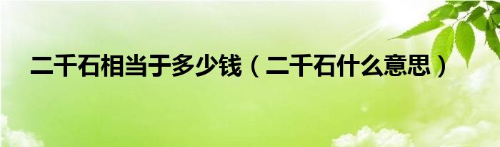 二千石相当于多少钱（二千石什么意思）