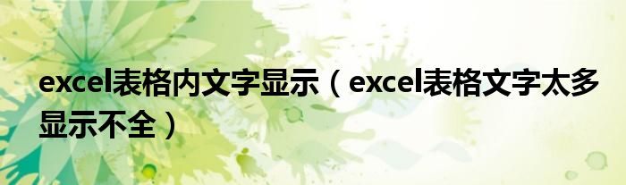 excel表格内文字显示（excel表格文字太多显示不全）